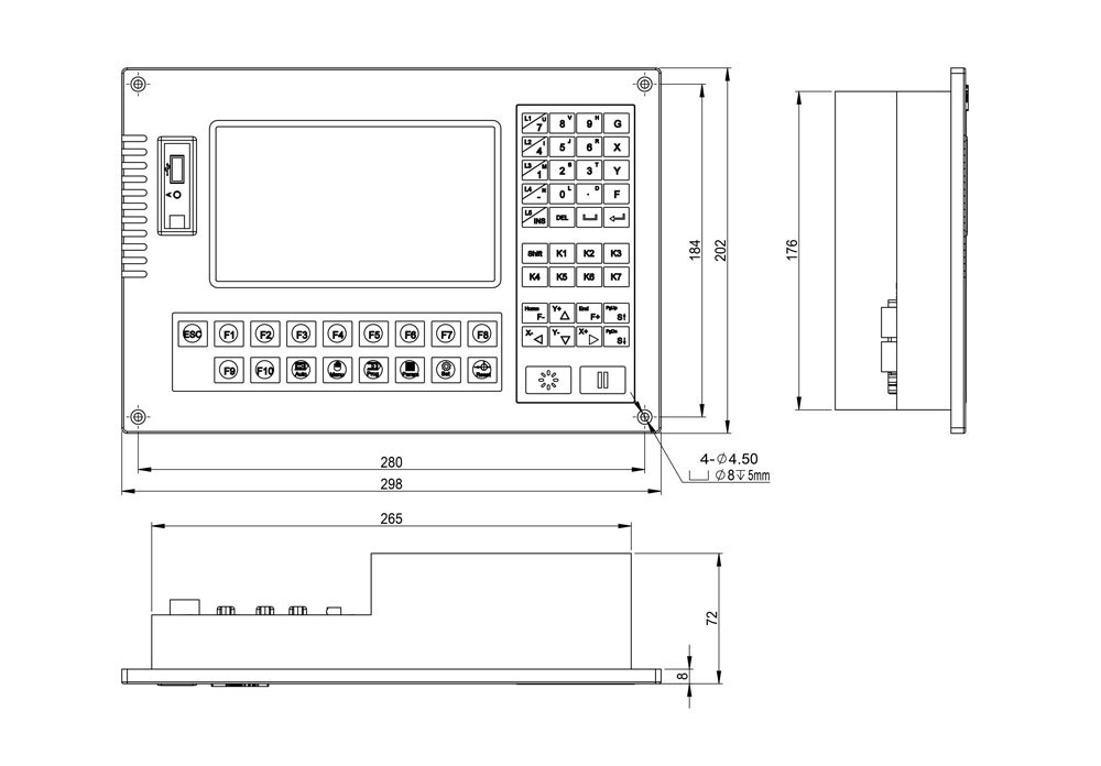 CC-S4C/D/E切割机数控系统装配尺寸图
